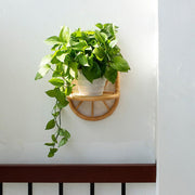 Luxury Rattan Handicrafts  Rattan Arc Wall Shelf, Indoor Plant Holder, Plant Shelf for Hallways, Decor Holder, Handmade Natural Rattan Organiser -
