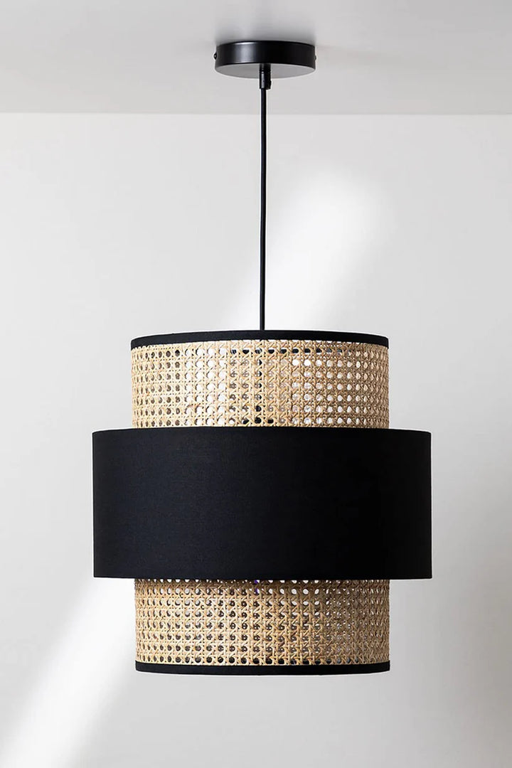 Bamboo Ceiling Light for Bedroom | Rattan Flush Mount Lamp - Amanda
