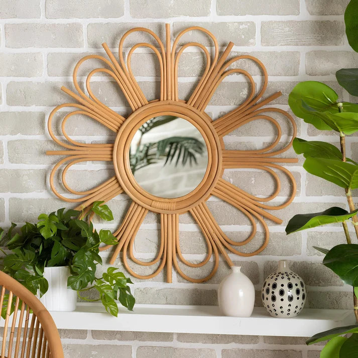 Rattan Wall Mirror for Bedroom - Catoford