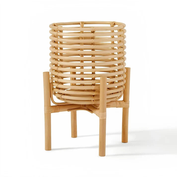 Rattan Planter with Stand | Bamboo Plant Pot in 5 Sizes - Pryorson