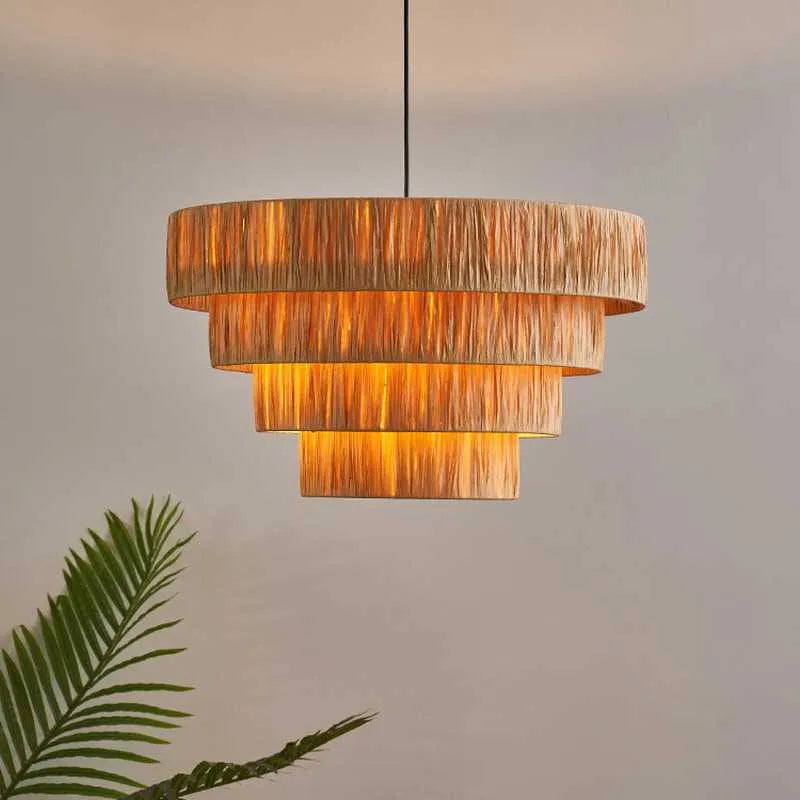 Raffia Hanging Light for Living Room | Natural Pendant Lamp - Larken
