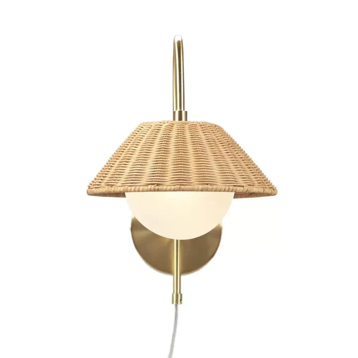 Rattan Wall Light for Study Room | Cane Wall Sconce - Yaelen
