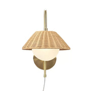 Rattan Wall Light for Study Room | Cane Wall Sconce - Yaelen
