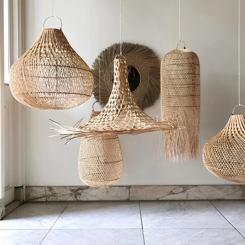 Wicker Hanging Light for Dining Room | Rattan Pendant Lamp - Rhydwen
