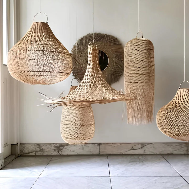 Wicker Hanging Light for Dining Room | Rattan Pendant Lamp - Rhydwen