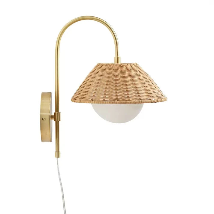 Rattan Wall Light for Study Room | Cane Wall Sconce - Yaelen