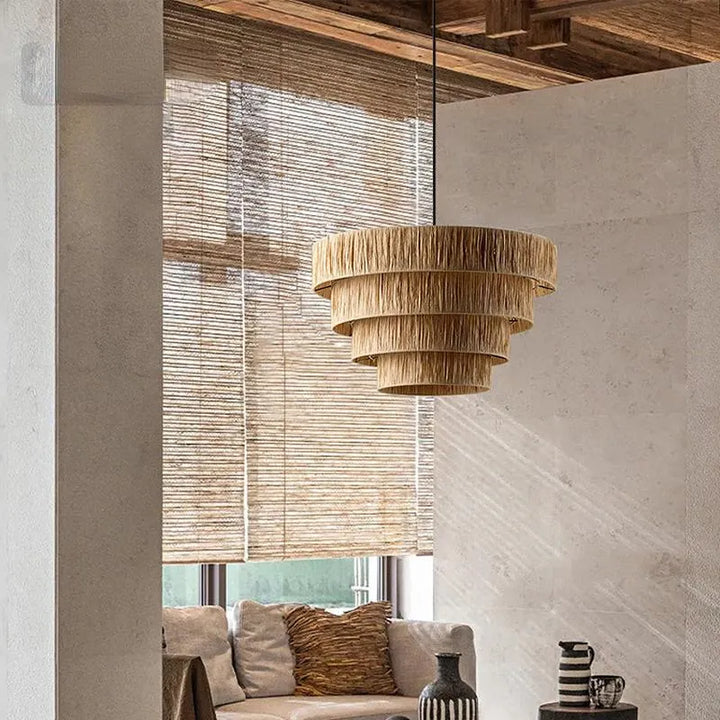 Raffia Hanging Light for Living Room | Natural Pendant Lamp - Larken