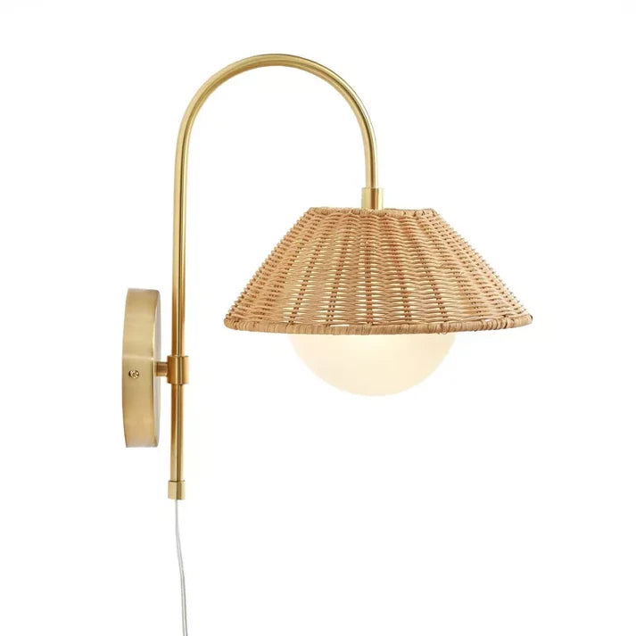 Rattan Wall Light for Study Room | Cane Wall Sconce - Yaelen