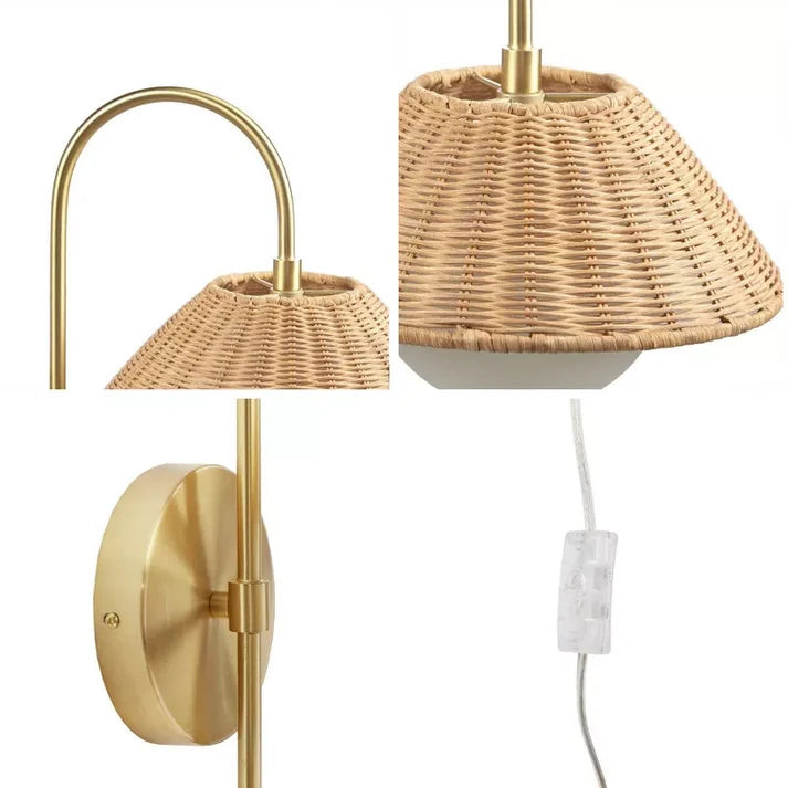 Rattan Wall Light for Study Room | Cane Wall Sconce - Yaelen