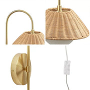 Rattan Wall Light for Study Room | Cane Wall Sconce - Yaelen