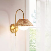 Rattan Wall Light for Study Room | Cane Wall Sconce - Yaelen