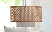 Bamboo Ceiling Light for Living Room | Rattan Flush Mount Lamp - Avery