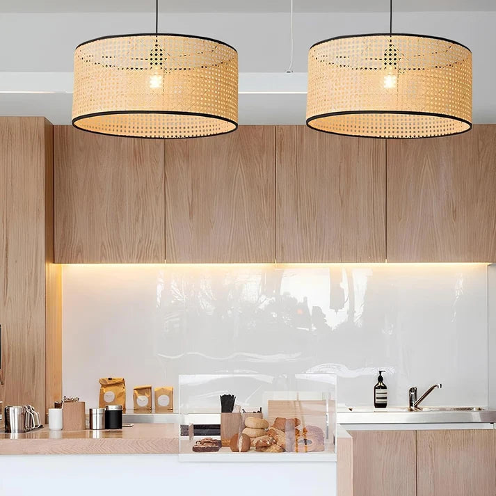 Rattan Hanging Light for Kitchen | Cane Pendant Lamp - Aldwyn