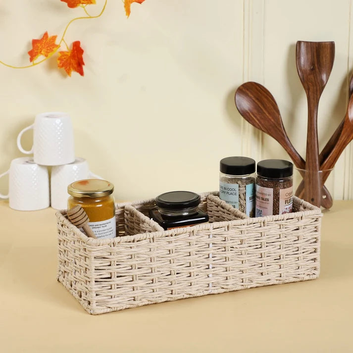 Seagrass Wicker Vanity Tray for Bathroom | Rattan Organizer Tray - Amaya