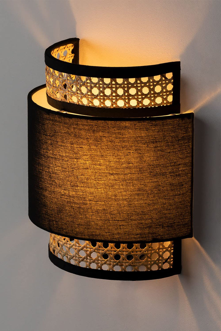 Cane Wall Lamp for Bedroom | Bamboo Wall Sconce - Zeke