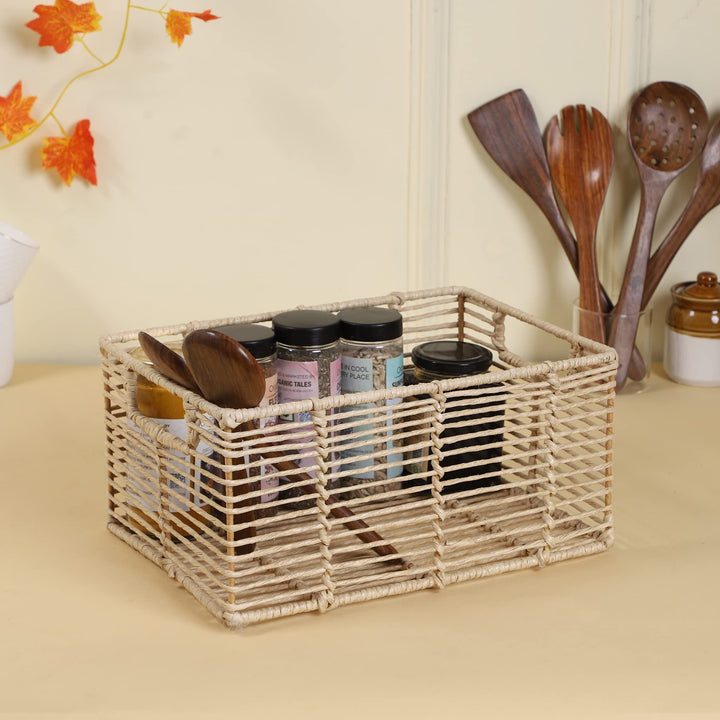 Seagrass Storage Basket 12x8x5 Inch for Bathroom - Corviston