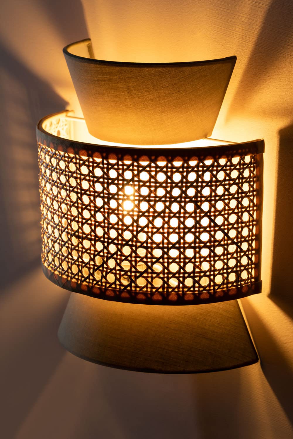 Bamboo Wall lamp for Living Room | Rattan Pendant light |Cane Webbing Wall Lamps-Amber - Luxury Rattan Handicrafts  Lighting > Wall Lamps & Sconce