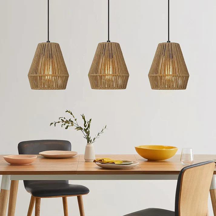 Seagrass Pendant Light for Dining Room | Woven Hanging Lamp - Alvina