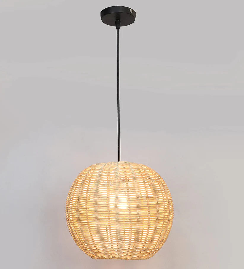Bamboo Ceiling Light for Dining Room | Rattan Flush Mount Lamp - Avril