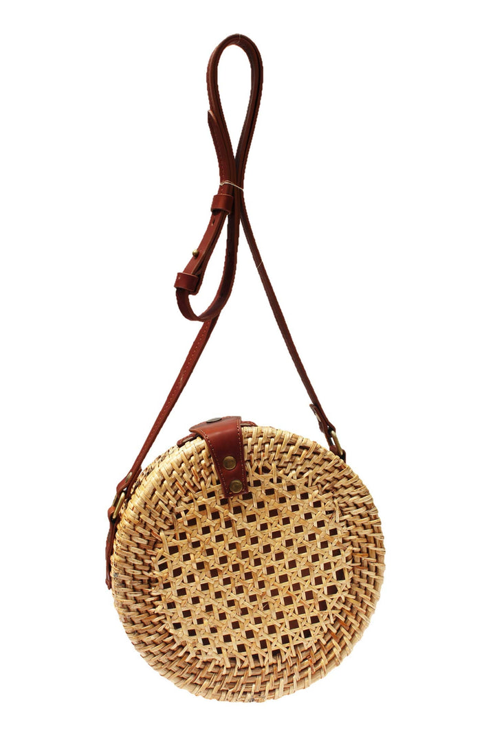 Rattan Sling Bag for Women | Handmade Crossbody Bag with Leather Strap - Zara
