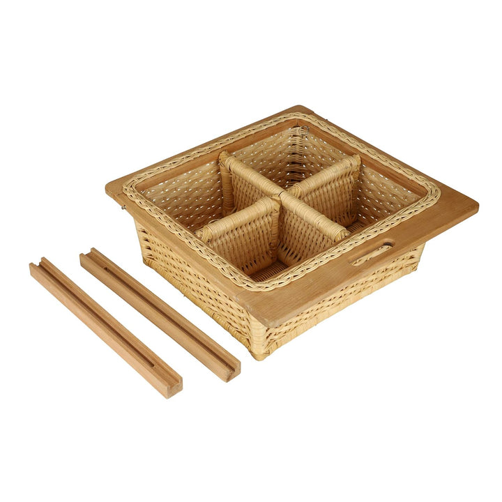 Wicker Basket for Kitchen With Double Partition | Potato Basket 22.5 x 20 x 8 - Eliana - Luxury Rattan Handicrafts  Home Improvement > Shelf Baske