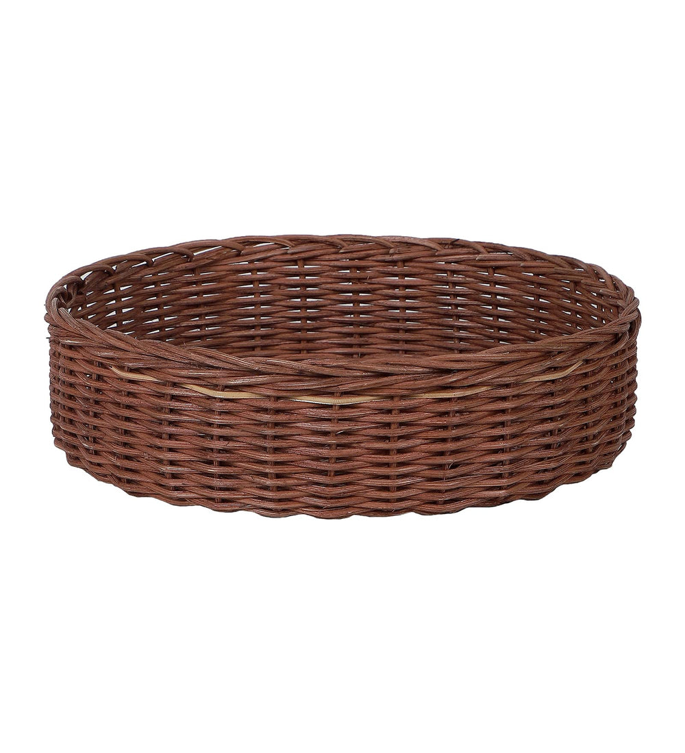 Luxury Rattan Handicrafts  Wicker Serving Tray Wooden Serving Tray for Home | Dining Table Decorative Trays | Serving Tray for Party Guests | Platter with Handles Diwali or Deepawali Gifts | 10 x 10 x 2 (Brown) - Luxury Rattan Handicrafts 