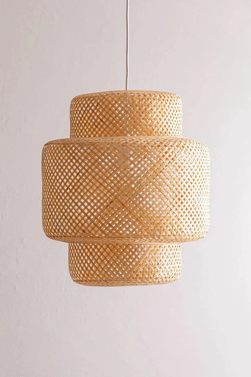 Bamboo Ceiling Light for Bedroom | Rattan Flush Mount Lamp - Aurora