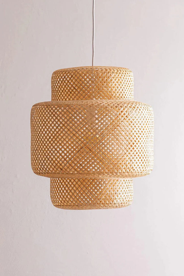 Bamboo Ceiling Light for Bedroom | Rattan Flush Mount Lamp - Aurora