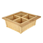 Wicker Basket for Kitchen With Double Partition | Potato Basket 22.5 x 20 x 8 - Eliana - Luxury Rattan Handicrafts  Home Improvement > Shelf Baske