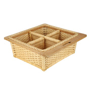 Wicker Basket for Kitchen With Double Partition | Potato Basket 22.5 x 20 x 8 - Eliana - Luxury Rattan Handicrafts  Home Improvement > Shelf Baske