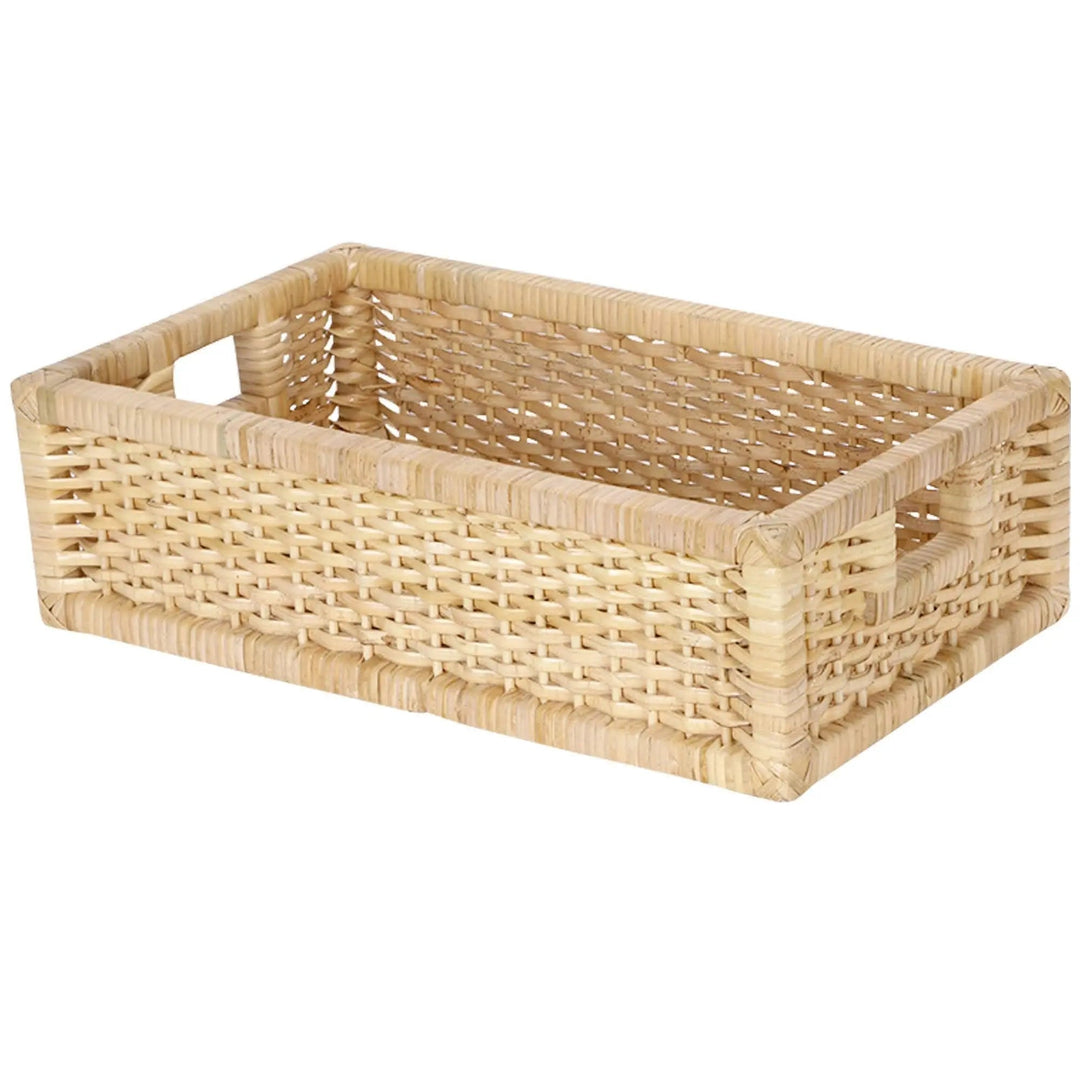 Rattan Storage Basket Set of 3 | Bamboo Brass Nesting Baskets - Avery