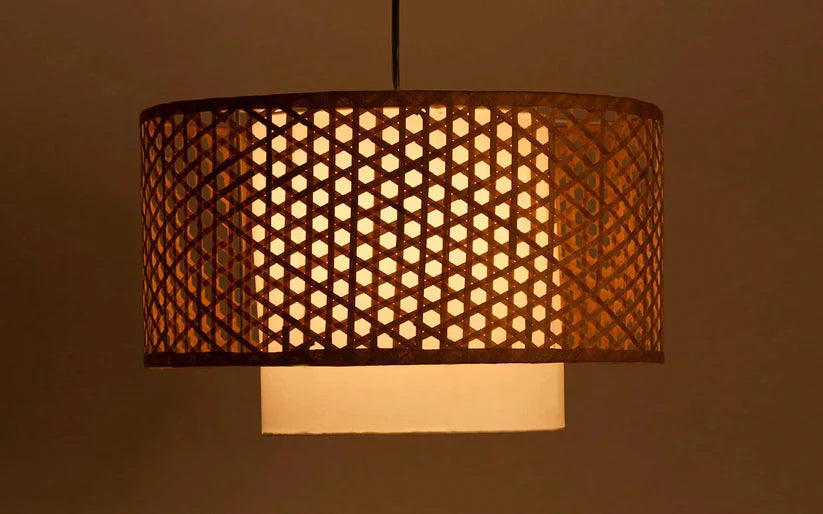 Bamboo Ceiling Light for Kitchen | Rattan Flush Mount Lamp - Amari