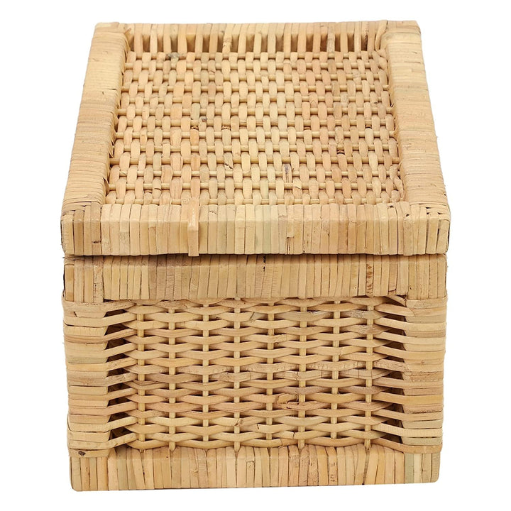 Luxury Rattan Handicrafts  Wicker Storage Basket With Lid for Bathroom Utilities (11" L x 9" W x 9" H) - Luxury Rattan Handicrafts  Home Improvement > Shelf Baskets (I