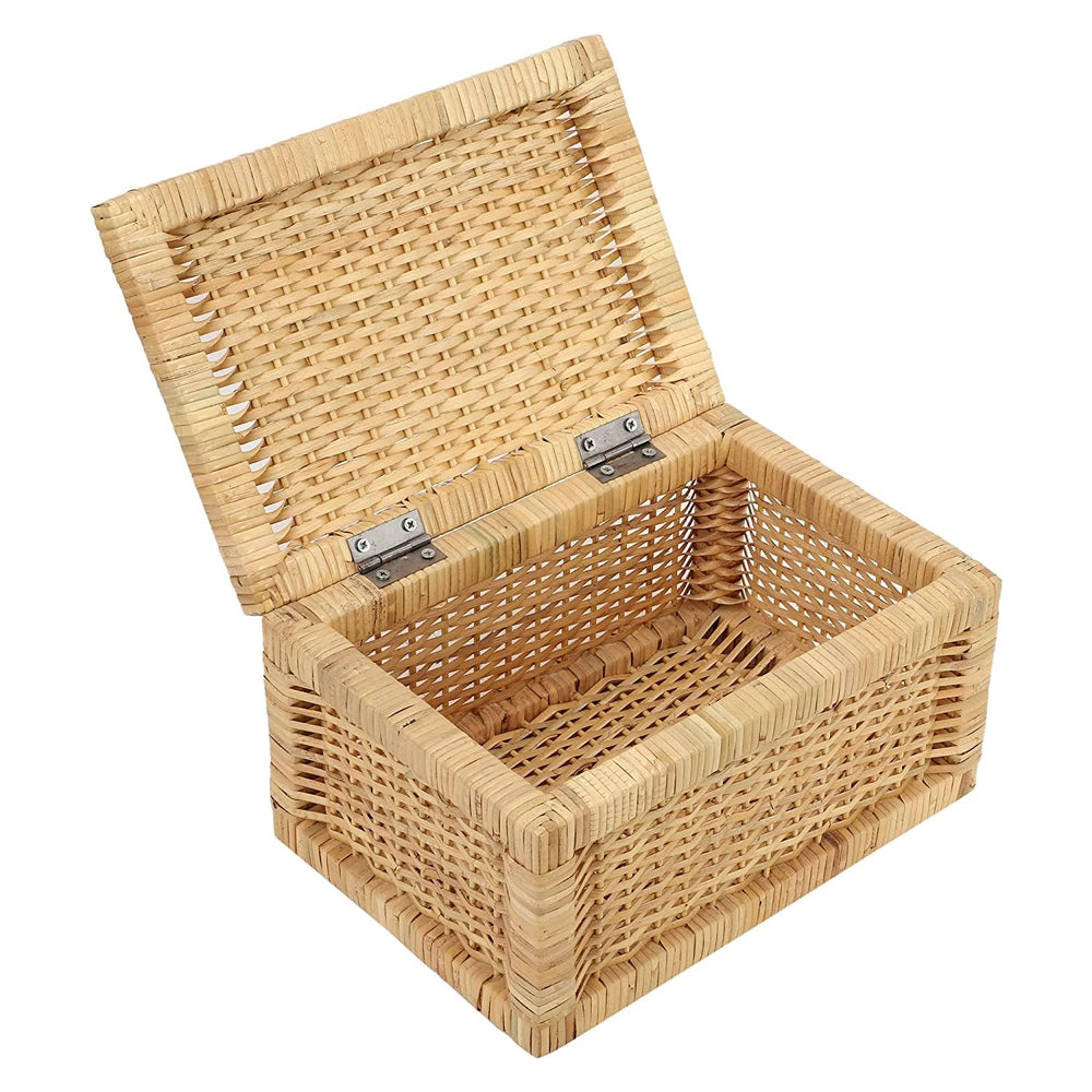 Luxury Rattan Handicrafts  Wicker Storage Basket With Lid for Bathroom Utilities (11" L x 9" W x 9" H) - Luxury Rattan Handicrafts  Home Improvement > Shelf Baskets (I