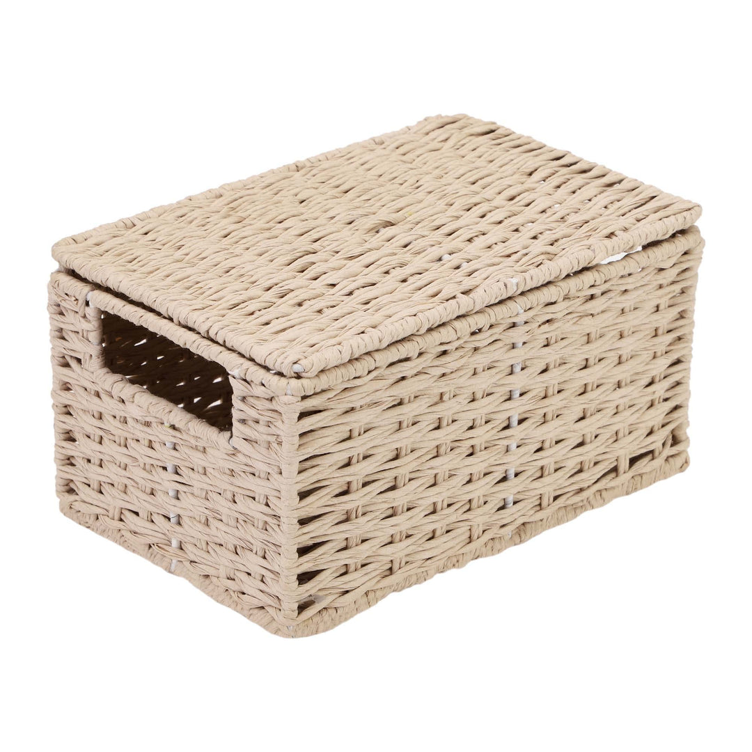 Ishani kauna grass wicker storage basket with lid