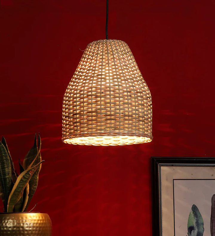 Bamboo Hanging Light for Hallway | Rattan Pendant Lamp - Asher