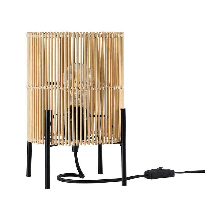 Rattan Table Lamp for Living Room | Bamboo Bedside Table Lamp - Artina