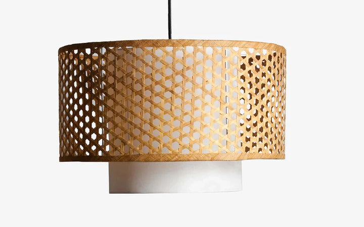 Bamboo Ceiling Light for Living Room | Rattan Flush Mount Lamp - Avery