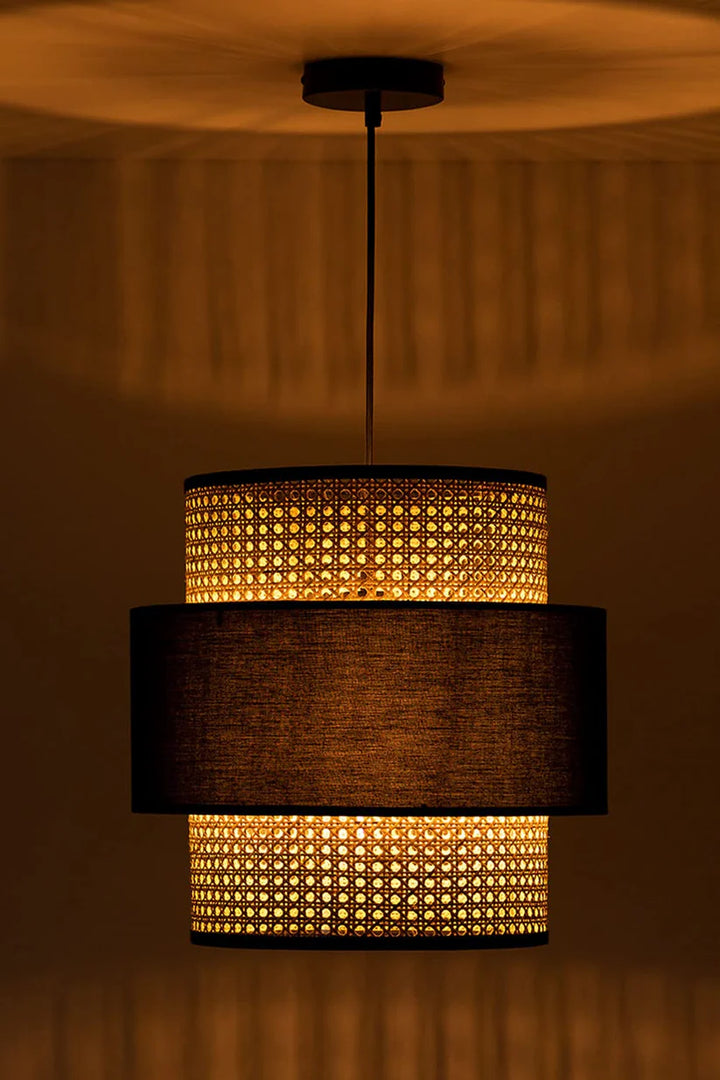 Bamboo Ceiling Light for Bedroom | Rattan Flush Mount Lamp - Amanda