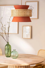 Bamboo Ceiling Light for Dining Room | Rattan Flush Mount Lamp - Aiden