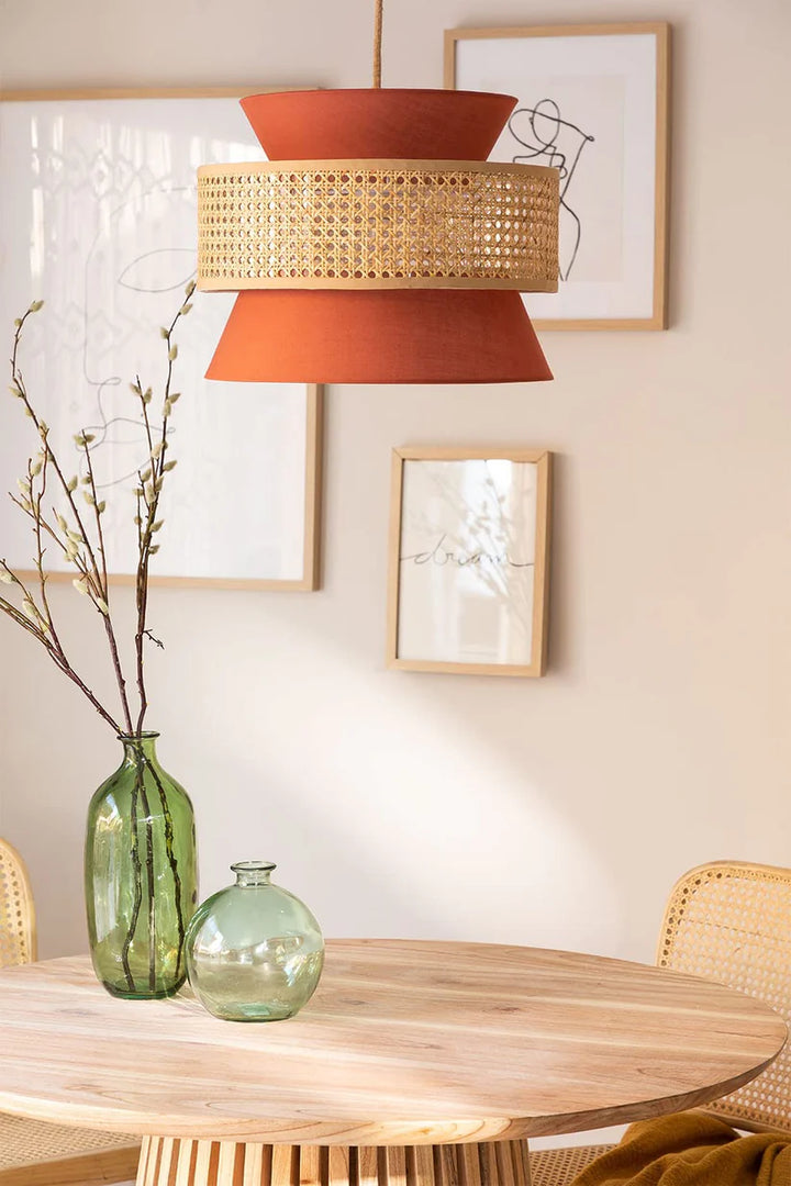 Bamboo Ceiling Light for Dining Room | Rattan Flush Mount Lamp - Aiden