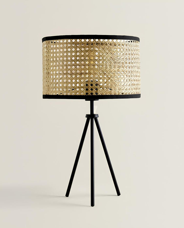 Rattan & Bamboo Table Lamp for Bedroom | Handmade - Kaia
