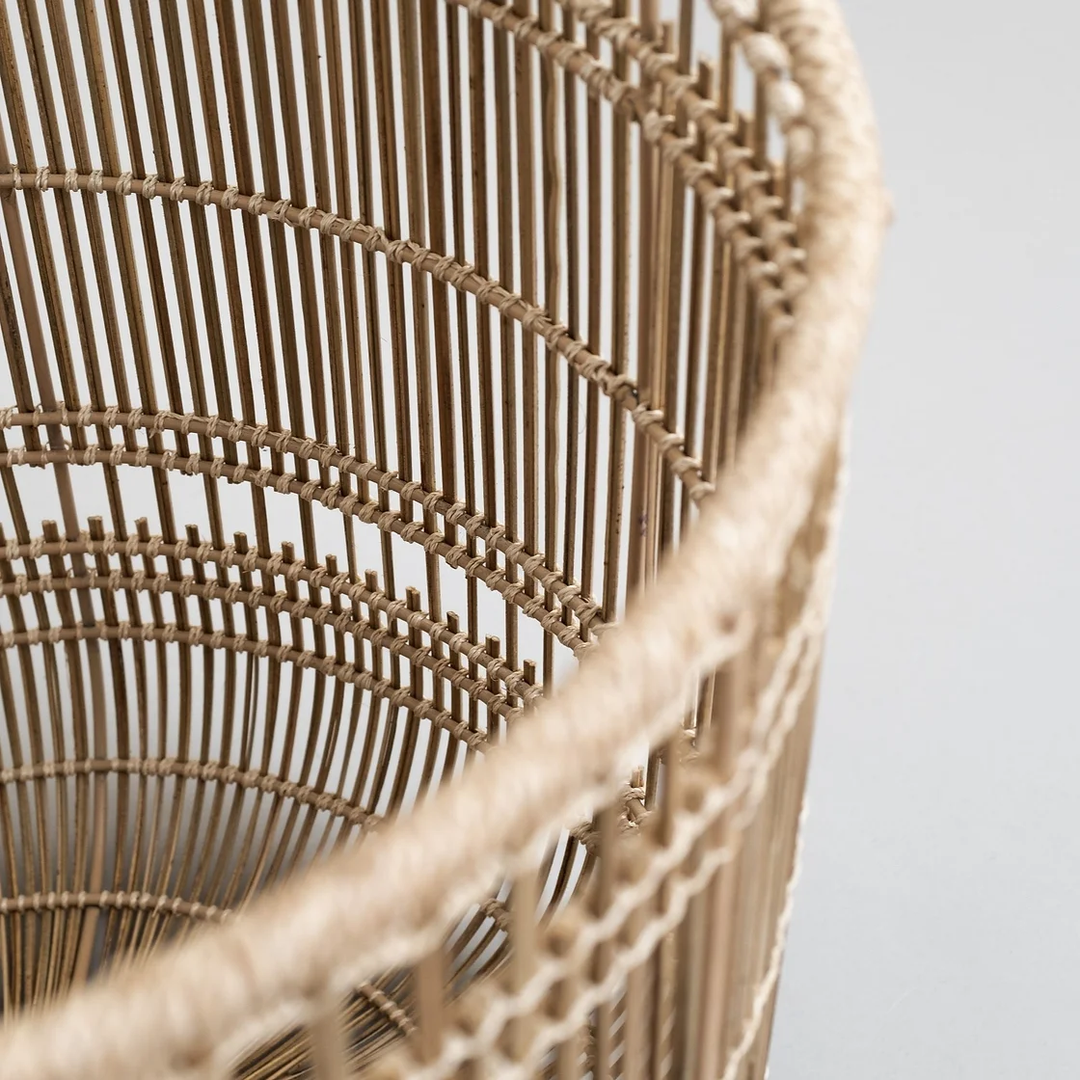 Hem rattan bamboo laundry basket beige