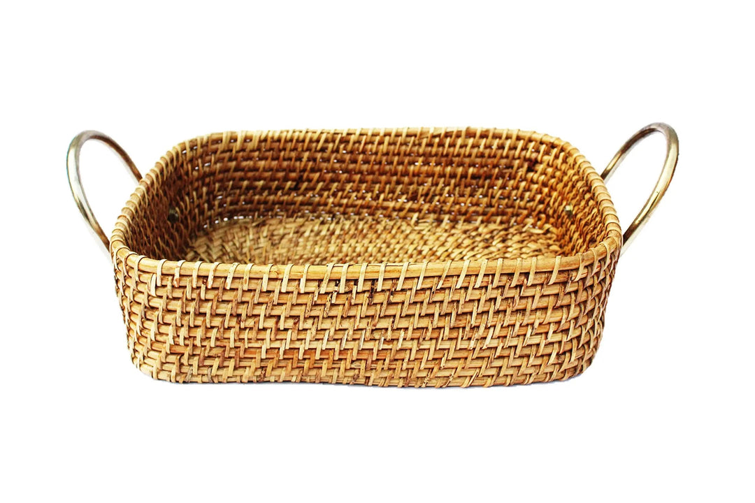 Luxury Rattan Handicrafts  Wicker Basket Cloth Storage Basket Bin Organizer for Toiletry Cosmetic Towels Toys Bathroom Organizer bamboo basket(Nat