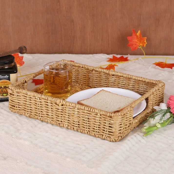 Seagrass Serving Tray for Kitchen | Kauna Grass Platter with Handles - Xerionson