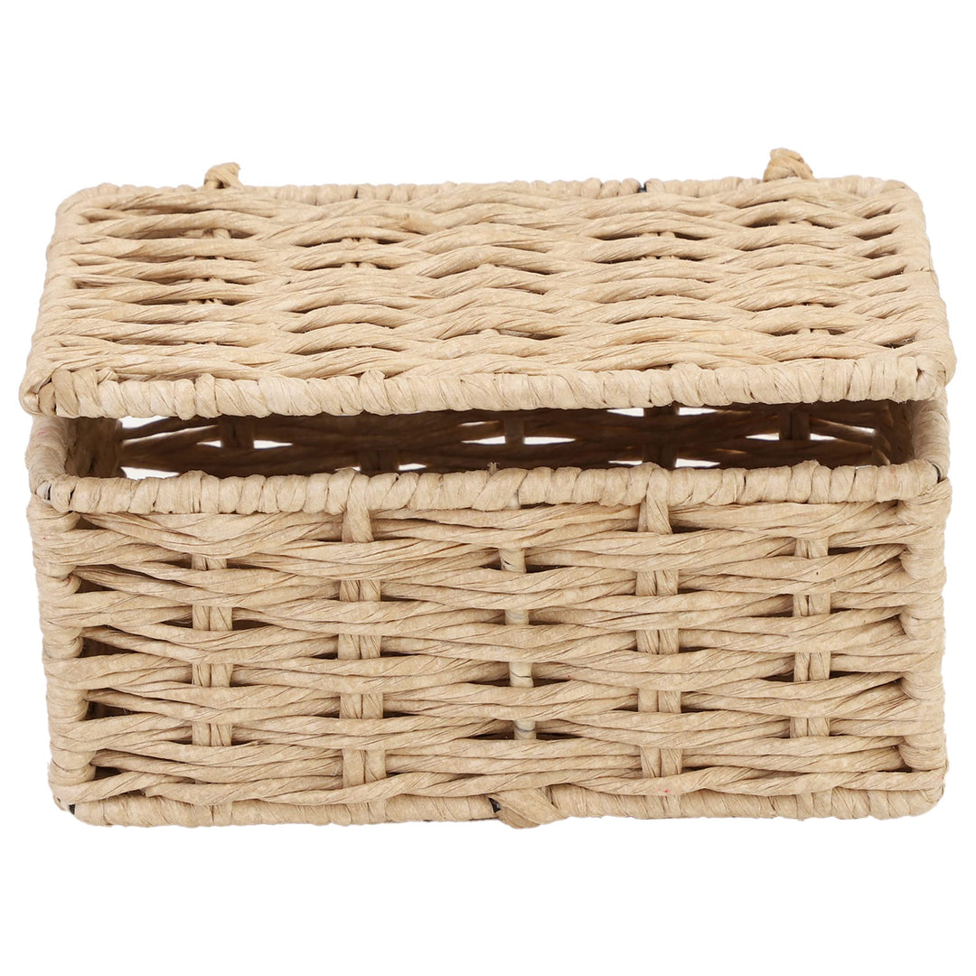 Luxury Rattan Handicrafts  wicker water hyacinth kauna grass bamboo cane Storage Basket with Lids Rectangular Handwoven Wicker Organizer Baskets D