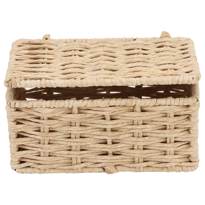 Luxury Rattan Handicrafts  wicker water hyacinth kauna grass bamboo cane Storage Basket with Lids Rectangular Handwoven Wicker Organizer Baskets D