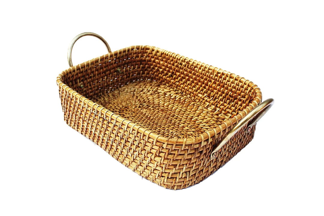 Luxury Rattan Handicrafts  Wicker Basket Cloth Storage Basket Bin Organizer for Toiletry Cosmetic Towels Toys Bathroom Organizer bamboo basket(Nat