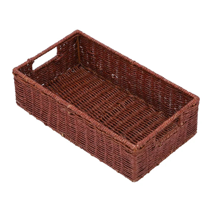 Rattan Storage Basket 16x9x4.5 Inch for Home - Xylander