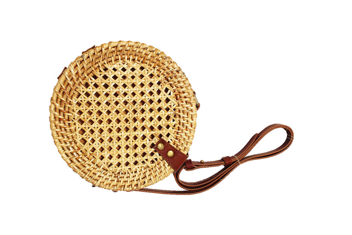 Rattan Sling Bag for Women | Handmade Crossbody Bag with Leather Strap - Zara